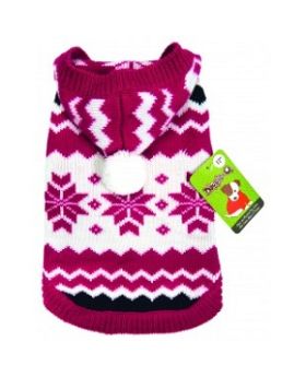 DQ Hooded Sweater - White w/Red Snowflakes